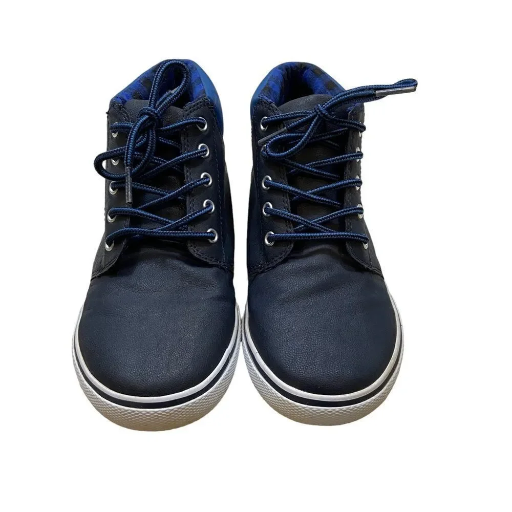 The Children Place Boys Navy Blue Faux Leather‎ Lace Up Sneaker Boots Size 4